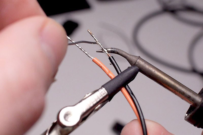 Strip and solder the tips